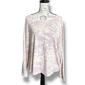 New Lucky Brand Women's Cloud Soft LS Crewneck Lilac Purple Palm Print XL